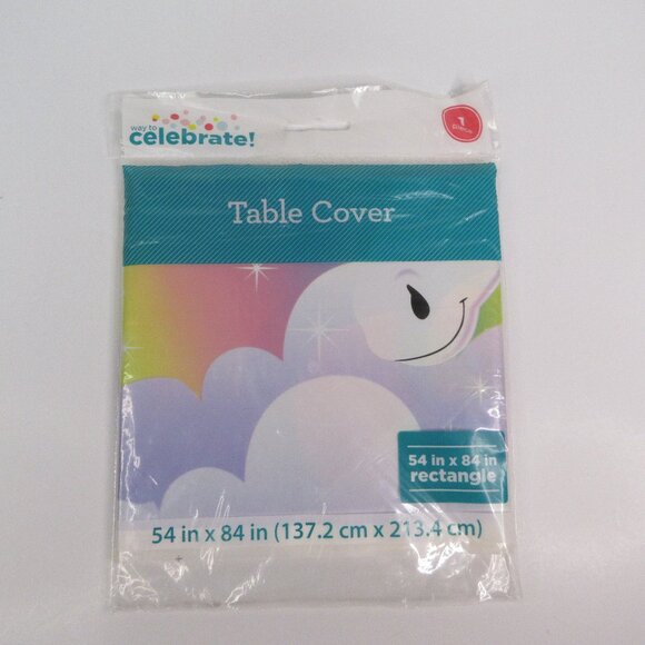 Unicorn Plastic Table Cover Disposable Birthday Party Supplies 54"x84" White New - Picture 1 of 5